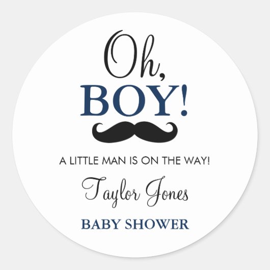 Oh Boy Mustache Baby Shower Stickers (Vorderseite)