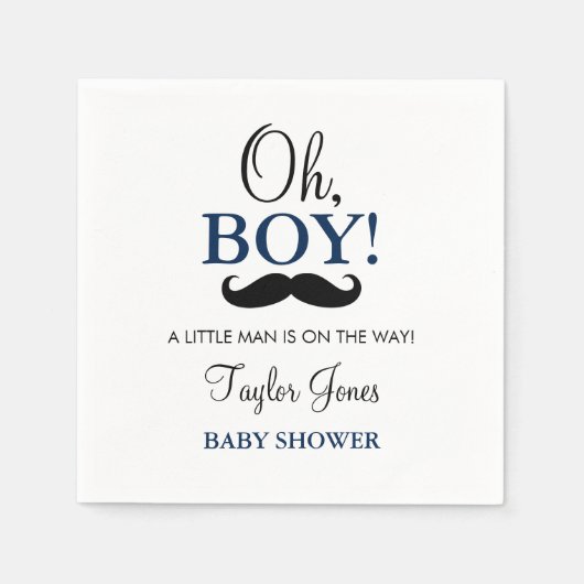 Oh Boy Mustache Babydusche Napkins Serviette (Vorderseite)