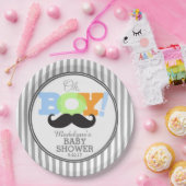 Oh Boy Mustache Babydusche Pappteller (Party)