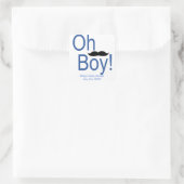 Oh Boy Mustache Babyduschenaufkleber Quadratischer Aufkleber (Tasche)