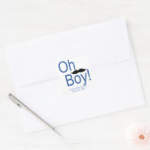 Oh Boy Mustache Babyduschenaufkleber Quadratischer Aufkleber (Umschlag)