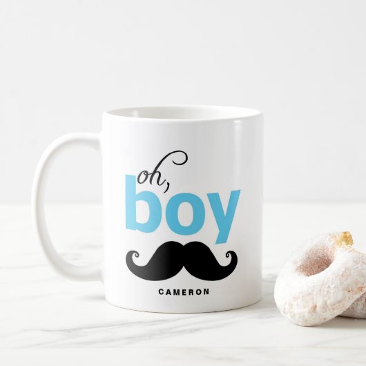 Oh Boy Mustache | PERSONALISIERTE TASSE (Mit Donut)
