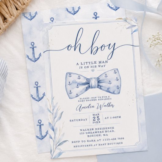 Oh Boy Nautical Fliege Baby Shower Einladung