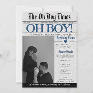 Oh Boy Newspaper Baby Shower Einladung