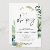 Oh Boy Niedlich Baby Dusche Party Green Eucalyptus Einladung (Vorne/Hinten)