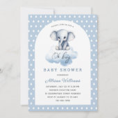 Oh Boy | Niedlich Moderne Elephant Boy Baby Dusche Einladung (Vorderseite)