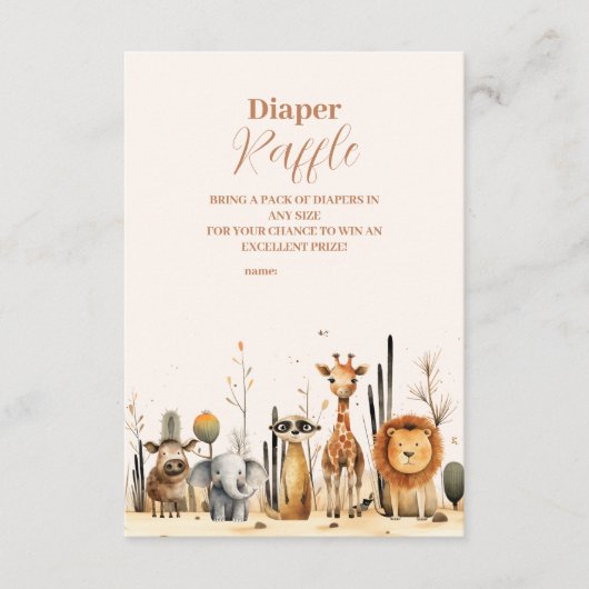Oh Boy Niedlich Safari Animal Greenery Raffle Diap Begleitkarte (Vorderseite)