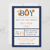 Oh Boy Orange und Blue Baby Dusche Einladung (Vorderseite)