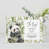 Oh Boy Panda Bear Bamboo Boy Baby Dusche Einladung (Stehend Vorderseite)
