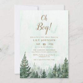Oh Boy Pine Tree Forest Baby Shower Einladung