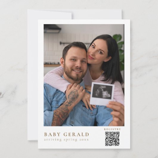 Oh Boy Pine Tree Forest Baby Shower Foto QR Code Einladung (Rückseite)