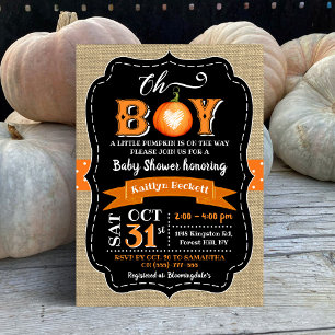 "Oh Boy" Pumpkin Baby Dusche Einladung