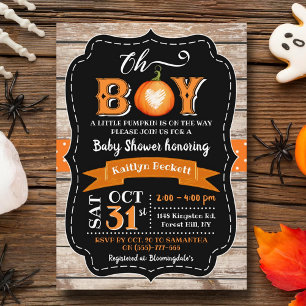 "Oh Boy" Pumpkin Baby Dusche Einladung