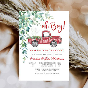 Oh Boy Roter LKW Babyparty-Einladung Einladung