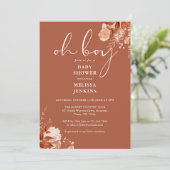 Oh Boy Rustic Floral Herbst Babydusche Einladung (Stehend Vorderseite)
