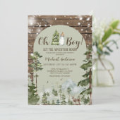 Oh Boy Rustic Wood Adventure Christmas Baby Dusche Einladung (Stehend Vorderseite)