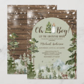 Oh Boy Rustic Wood Adventure Christmas Baby Dusche Einladung (Vorne/Hinten)