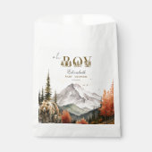 Oh Boy Rustic Woodland Bear Mountain Baby Dusche Geschenktütchen (Vorderseite)