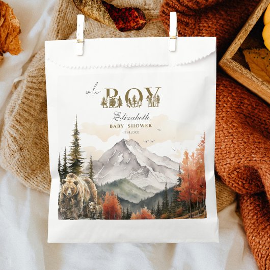 Oh Boy Rustic Woodland Bear Mountain Baby Dusche Geschenktütchen