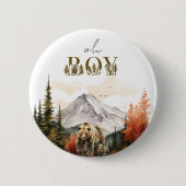 Oh Boy Rustic Woodland Mountain Bear Baby Dusche Button (Vorderseite)