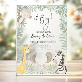 Oh, Boy Safari Animal Boy's Baby Shower Acryleinladungen