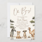 Oh Boy Safari Animals Baby Shower Einladung (Vorderseite)