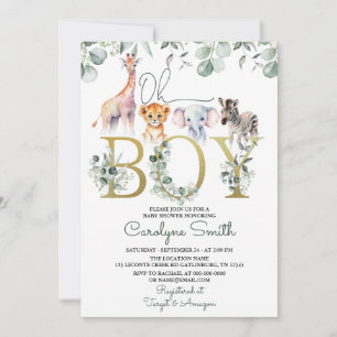 Oh Boy Safari Animals Greenerity Baby Shower Einladung