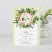 Oh Boy Safari Jungle Animals Baby Dusche Einladung (Stehend Vorderseite)
