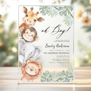 Oh Boy Safari-Tier-Baby-Party Acryleinladungen