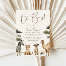Oh Boy Safari-Tiere Baby Shower Einladung