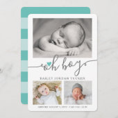 Oh Boy Script Light Aquamarin Heart Collage Foto B Ankündigung (Vorne/Hinten)