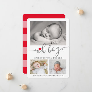 Oh Boy Script Weihnachten Red Heart Collage Foto Ankündigung