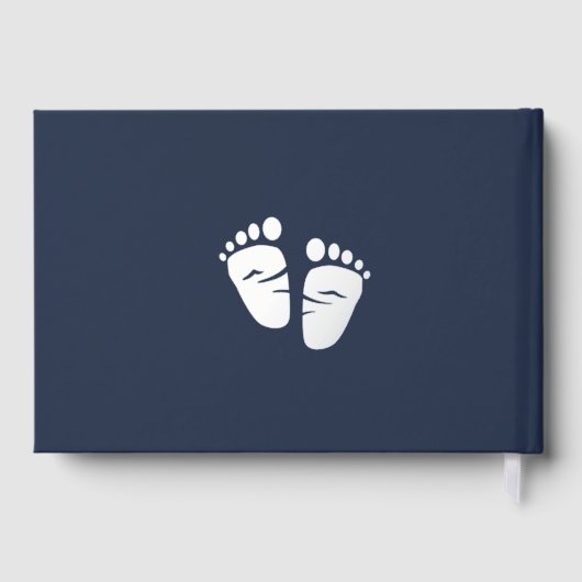 Oh Boy Silver Foil Blue Baby Feet Boy Dusche Gästebuch (Rückseite)