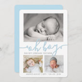 Oh Boy Simple Collage Foto Geburtserklärung Ankünd Ankündigung (Vorne/Hinten)