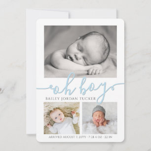 Oh Boy Simple Collage Foto Geburtserklärung Ankünd Ankündigung