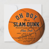 Oh Boy Slam Dunk Basketball Boy Baby Shower Circle Einladung (Vorderseite)