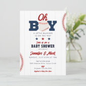 Oh Boy Slugger Baseball All In One Baby Shower Einladung (Stehend Vorderseite)