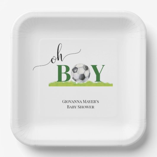 Oh Boy Soccer Boy Baby Dusche Pappteller (Vorderseite)
