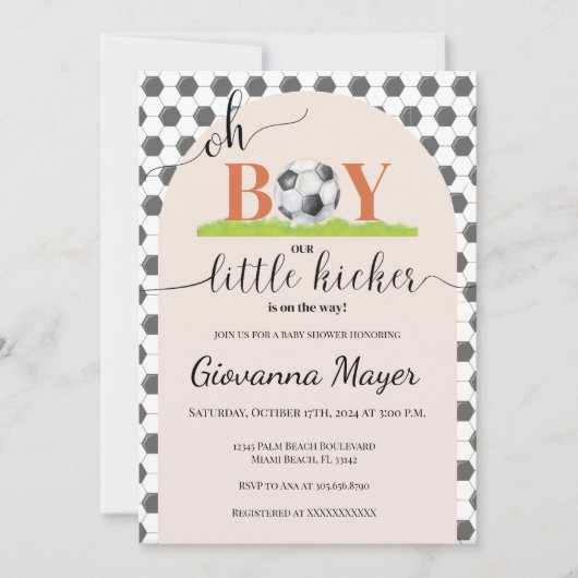 Oh Boy Soccer Boy Baby Shower Einladung (Vorderseite)