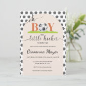 Oh Boy Soccer Boy Baby Shower Einladung (Stehend Vorderseite)