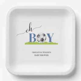 Oh Boy Soccer Boy Baby Shower Einladung Pappteller