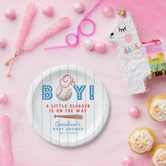 Oh Boy Sports Baseball Theme Babydusche Pappteller (Party)