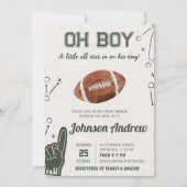 Oh Boy Sports Football Baby Dusche Einladung (Vorderseite)