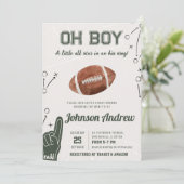 Oh Boy Sports Football Baby Dusche Einladung (Stehend Vorderseite)