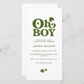 Oh Boy St. Patrick's Day Baby Shower Digital Evite Ankündigung (Vorne/Hinten)
