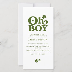 Oh Boy St. Patrick's Day Baby Shower Digital Evite Ankündigung