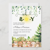 Oh Boy Sunny Woodland Baby Dusche Einladung (Vorderseite)
