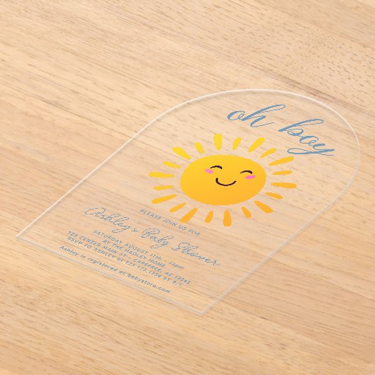 Oh Boy Sunshine Blue Baby Dusche Acryleinladungen (Ablage )