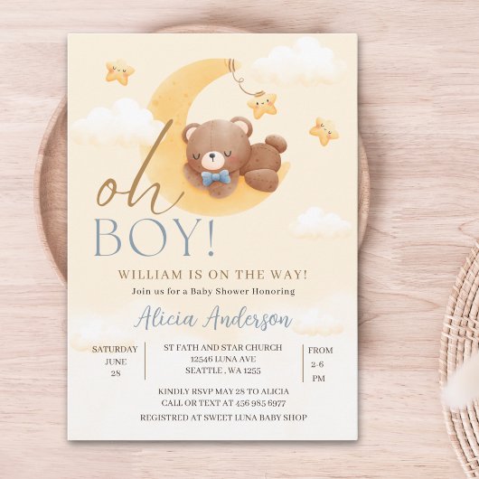Oh Boy,  Teddy Bear Baby shower boy Einladung
