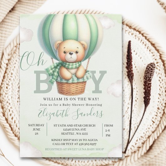 Oh Boy,  Teddy Bear Baby Shower Boy Einladung